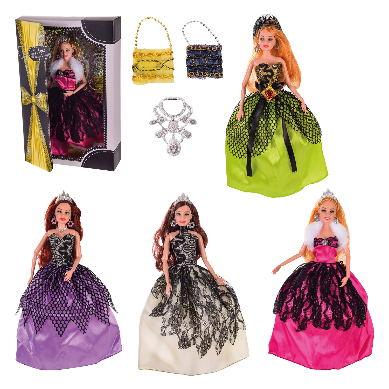 Кукла A8042/A-D (48шт/2), 4 вида, в кор.– 20.5*6*34 см, р-р игрушки – 29 см(КИ)