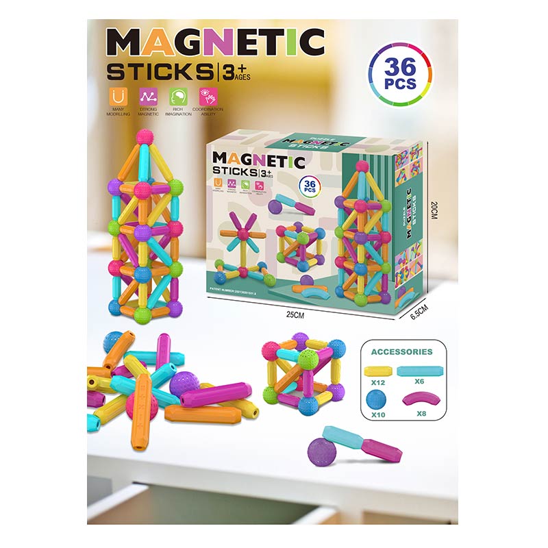 Магнитный конструктор 158-11 (18шт) 36дет., в кор. 25*6,5*20см(КИ)