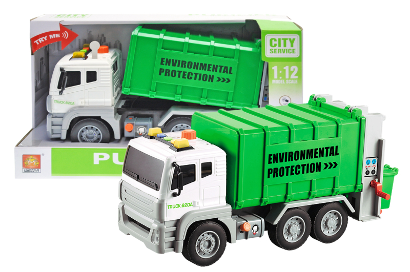 Сміттєвоз інерційний, озвучений, зі світлом, в коробці WY820A р.35,5*14,5*21см.(Мас)