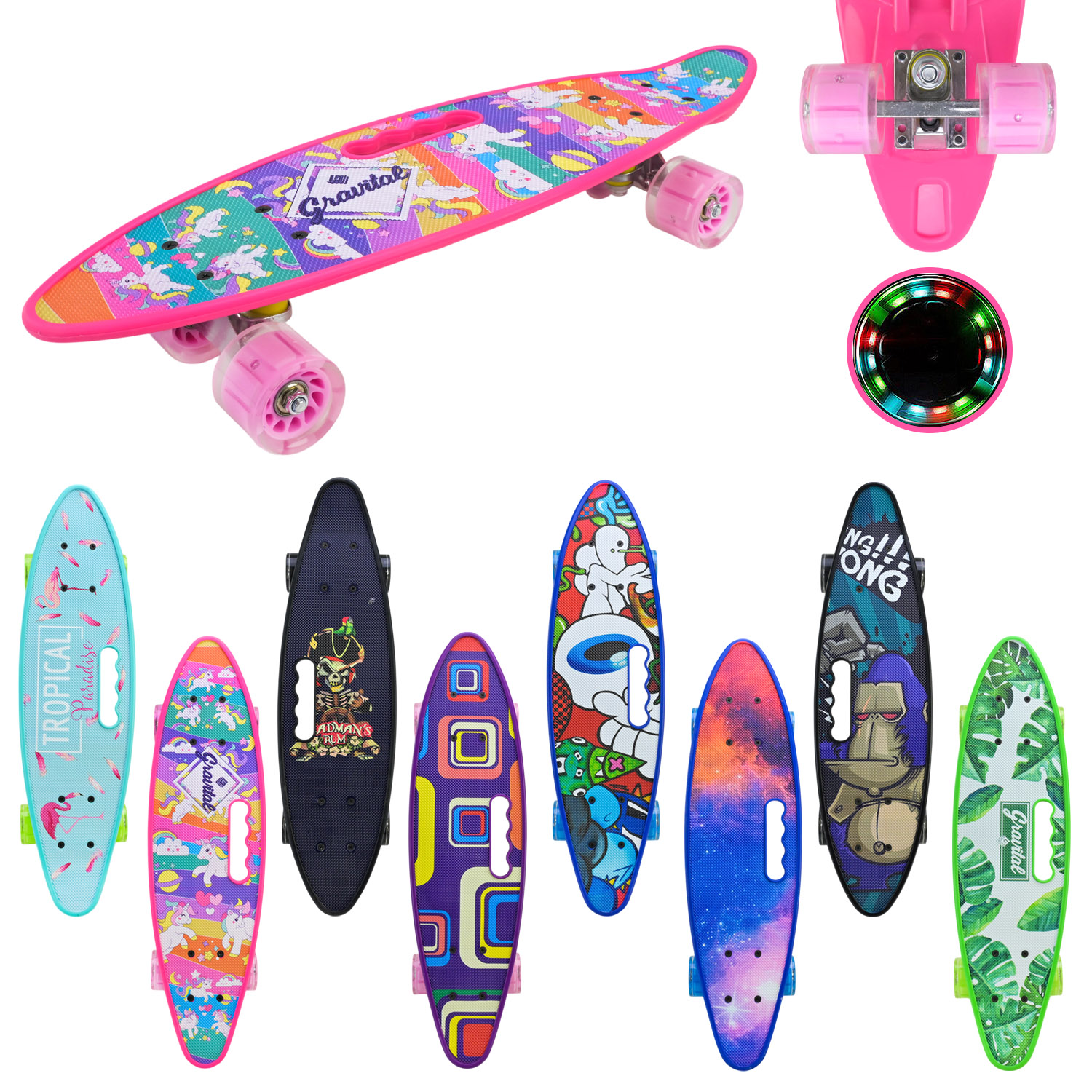 Пенніборд арт. PB204 (8шт) 60*17 см,колеса PU світло(КІ)