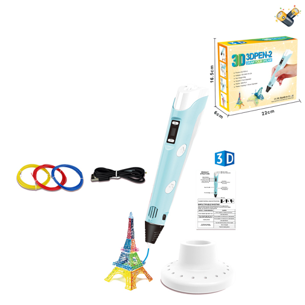 3D ручка Y787 (40/2шт) 19см, тип філаменту(пластик)-PLA(3 кольори)USB-шнур (22*6*17см) в коробці		