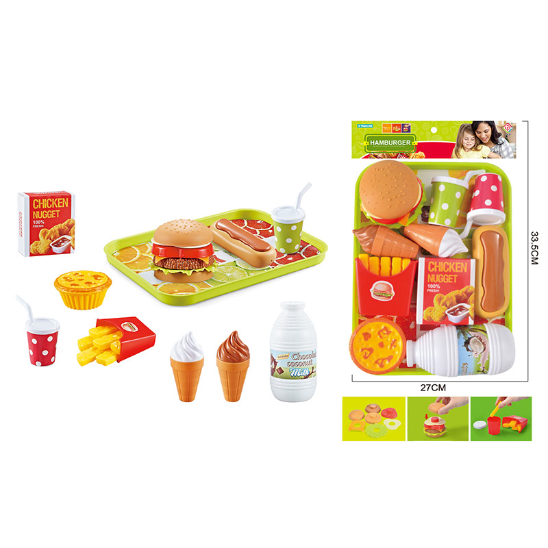 Набор продуктов  BQ801H-1 (48шт) бургер разбирается,картошка фри,мороженое,напитки,поднос,(КИ)