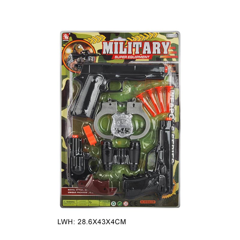 Військовий набір арт.2727-6 (96шт/2)3пістолета, знаряди, наручники, бінокль, планш. 28, 6*43*4см(КІ)
