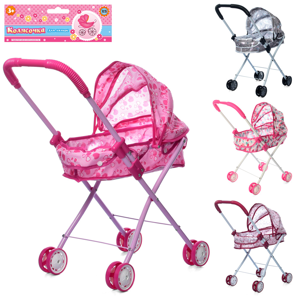 Коляска M 0354 U/R (24шт) мет, класика, подвійні колеса, 3 кольори, в в кульку 54-46-26см		