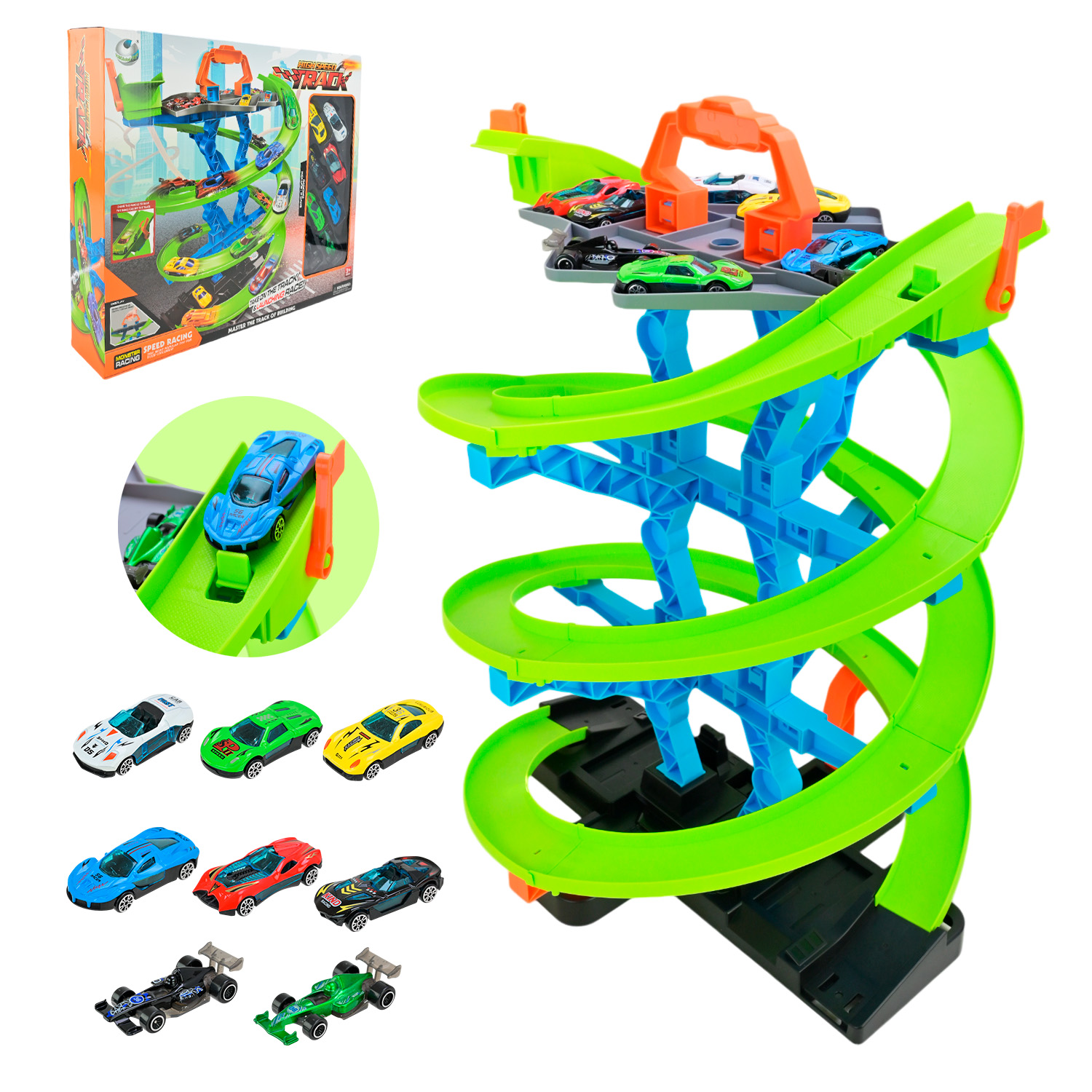 Трек арт. 011-97 (16шт) 8машинок, короб. 46*9*40,5см(КІ)