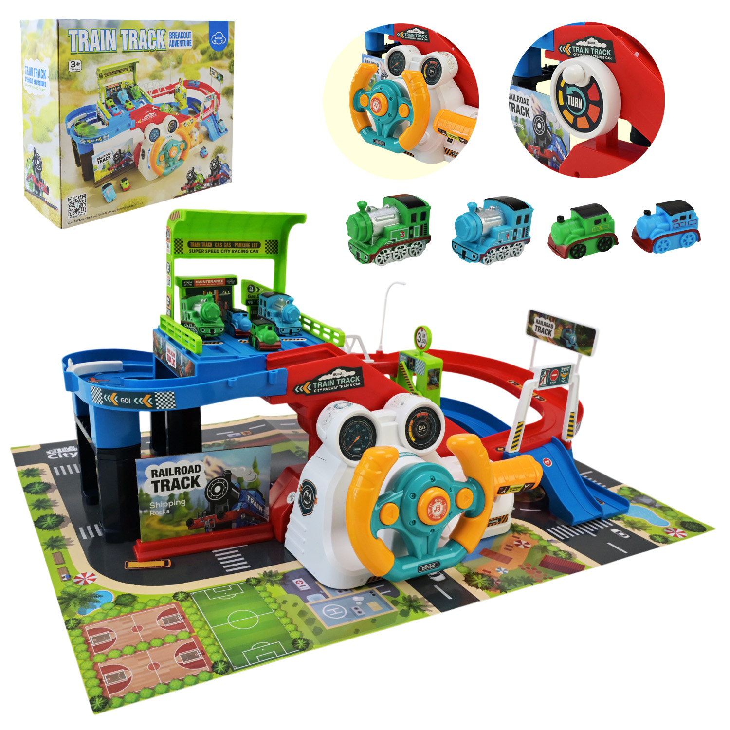 Паркінг арт. T922A (16шт) батар.,звук,паровозики у короб.29,5*27*12,3см