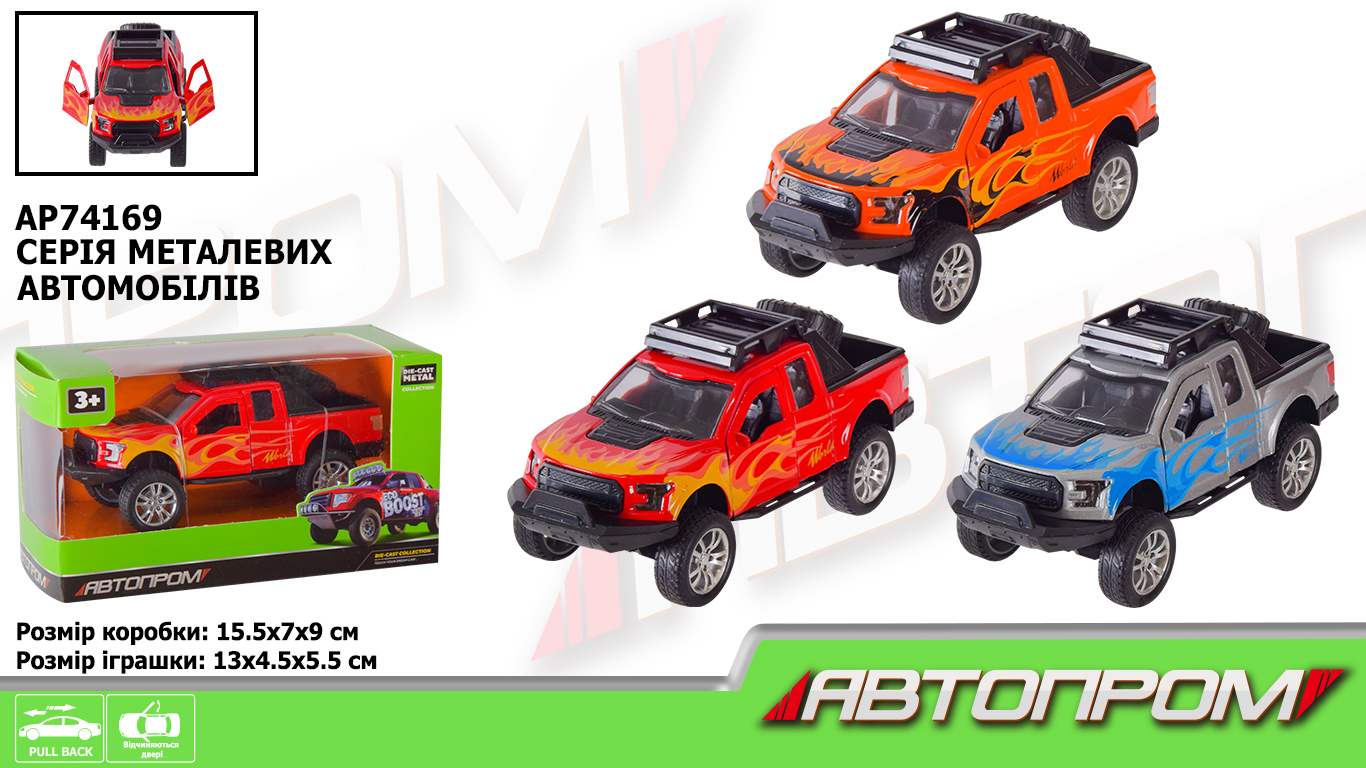 Машина мет.арт.AP74169 (96шт/2) 1:32,3 кольора,відкр.двері,короб.15,5*8,5*6,8см(КІ)