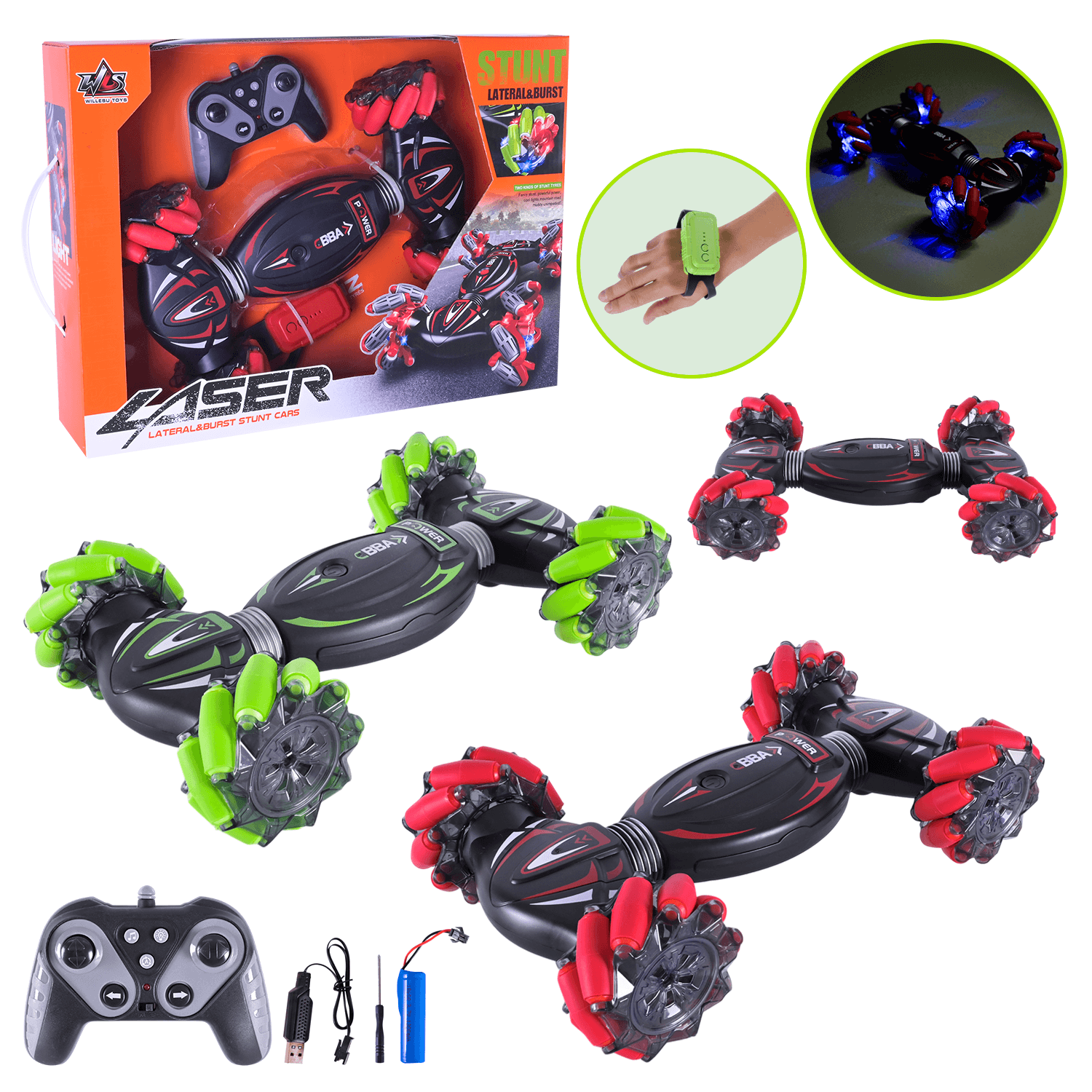 Перевертиш р/к арт. RQ3034-1 (24шт/2) акум.,2кольора,usb-заряд, світло,звук, короб. 40*9,5*29см(КІ)