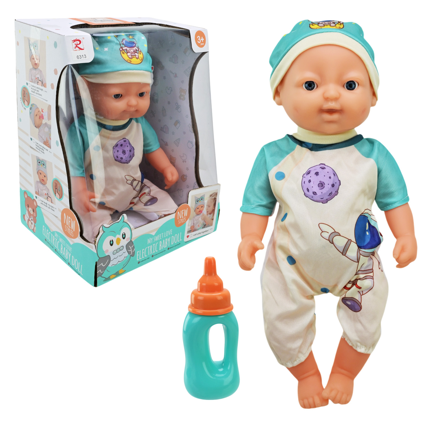 Пупс арт. 6313 (16шт/2) батар. інтерактивний, міміка обличчя, аксес короб. 37,5см(КІ)