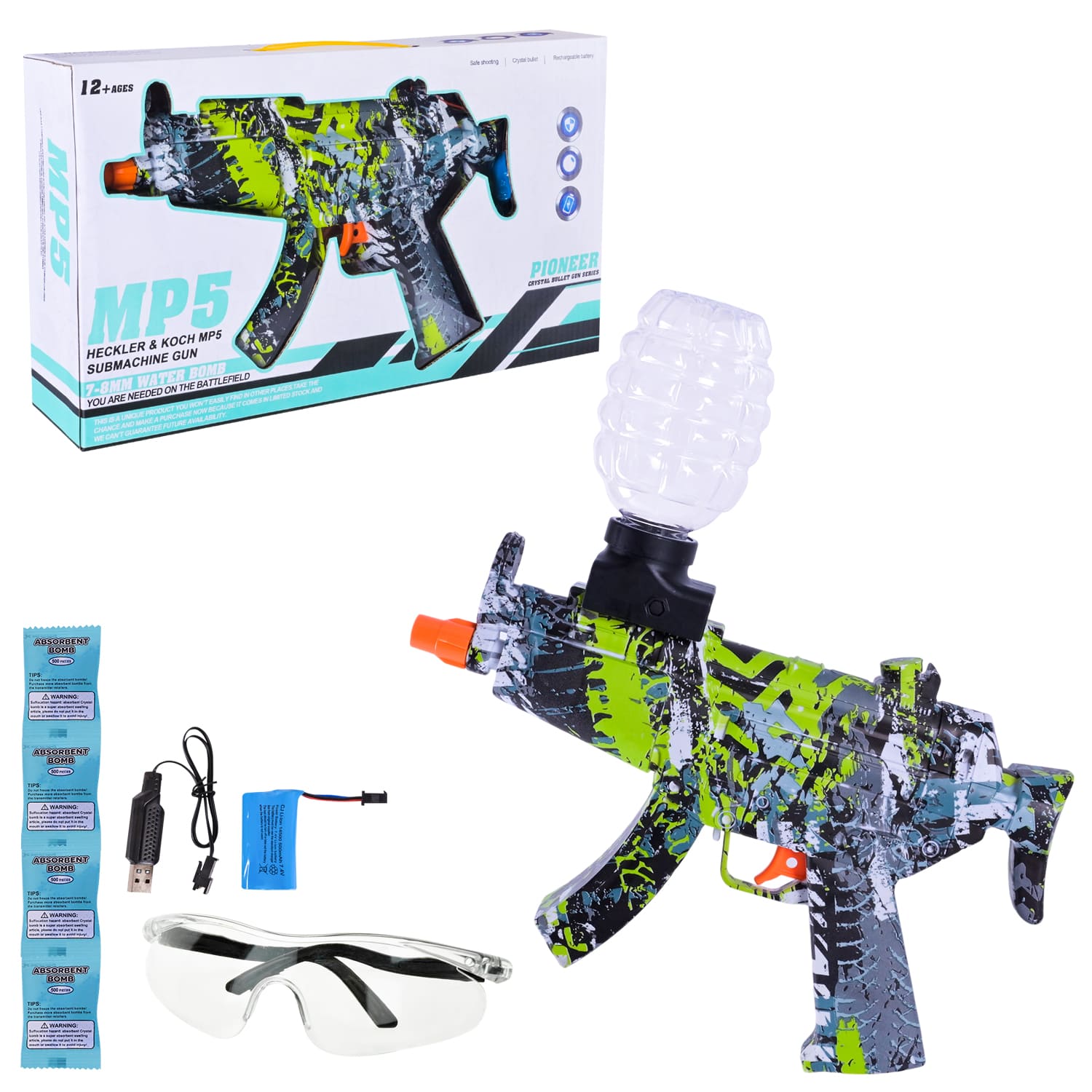 Автомат арт.M01D(18шт/2) батар. 4кольора, акум.,стріляє гел.кулями,аксесуари,  короб. 36,5*7,2*2(КІ)