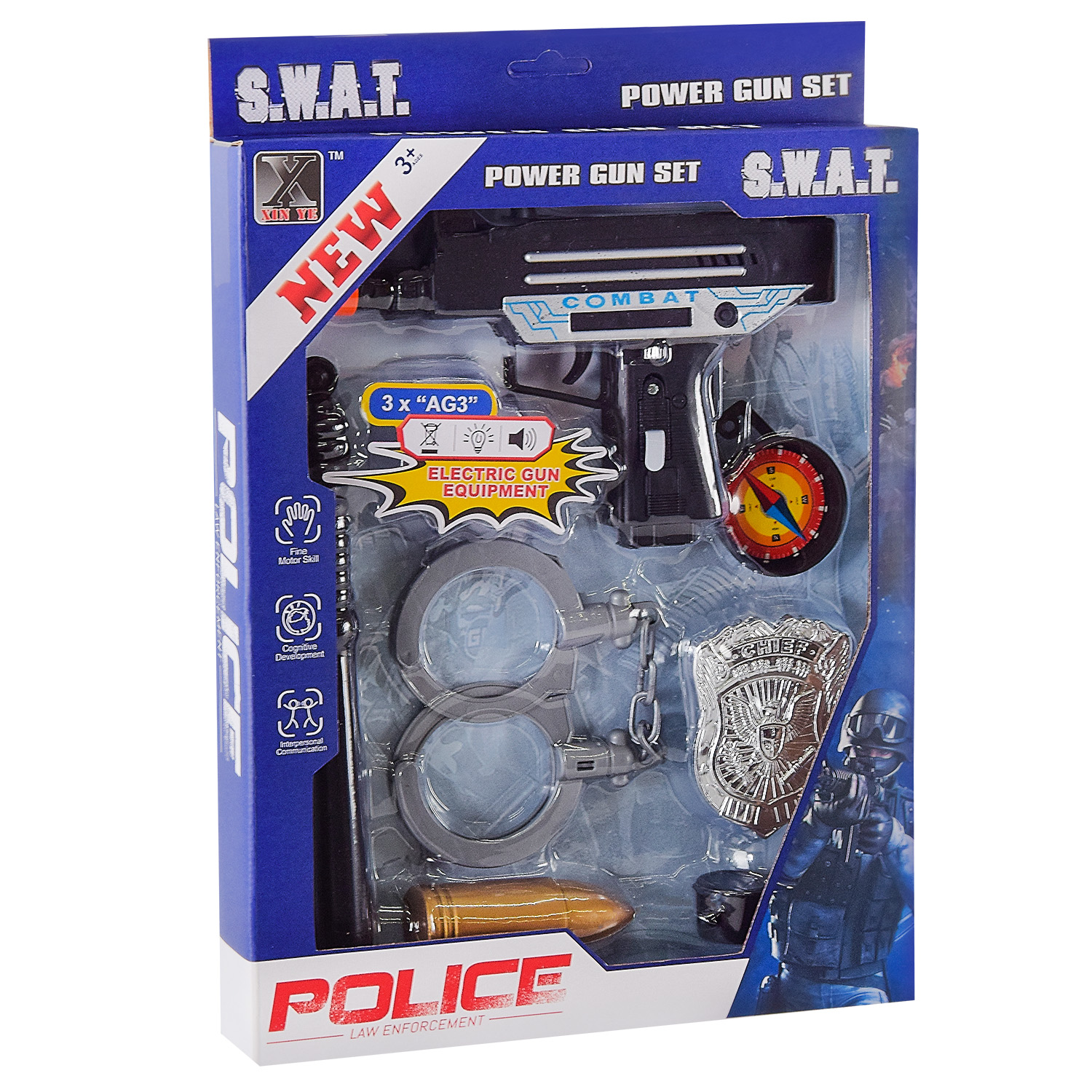 Набір поліцейський арт.JC046 (108шт/2)батар., світло,звук,пістолет,наручники, гільза,аксесуари,(КІ)