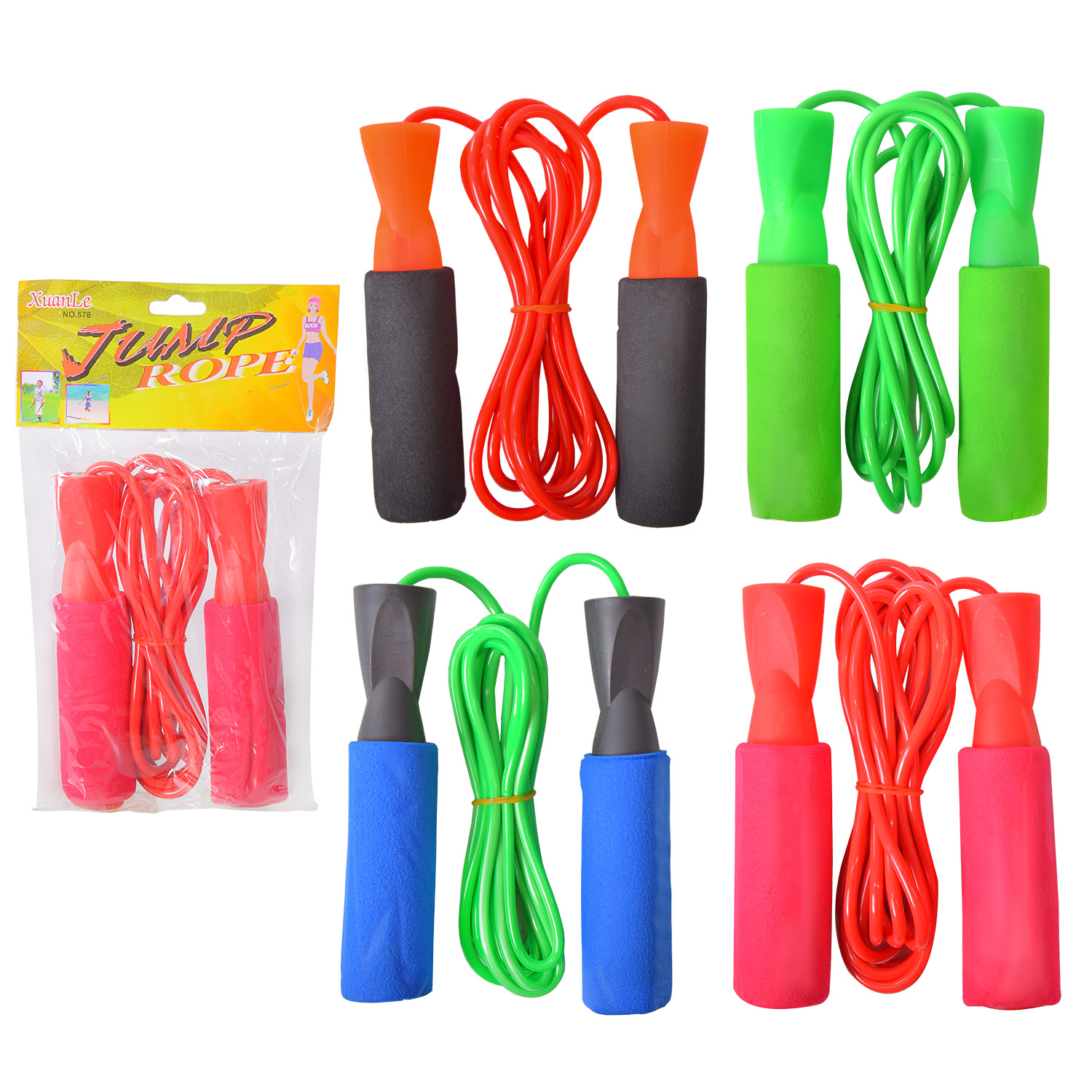 Скакалка арт. SK221504 (200шт) з підшипниками, довжина 2,6 м, 4 кольори, пакет.(КІ)