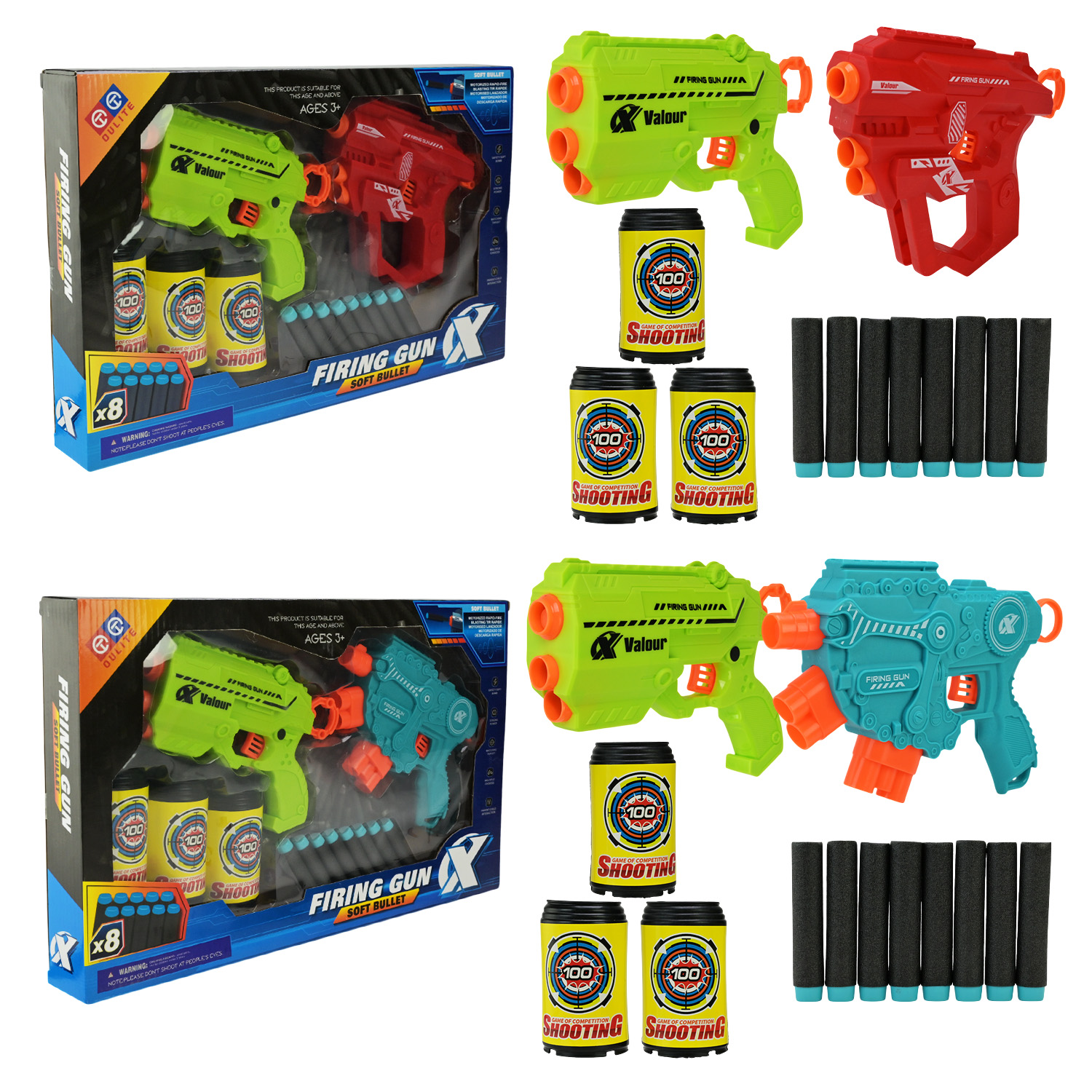 Бластер арт. SC-13/15 (36шт) 2кольора,8поролон. снаряда в набор+3мішені, короб. 42*4,5*25см(КІ)