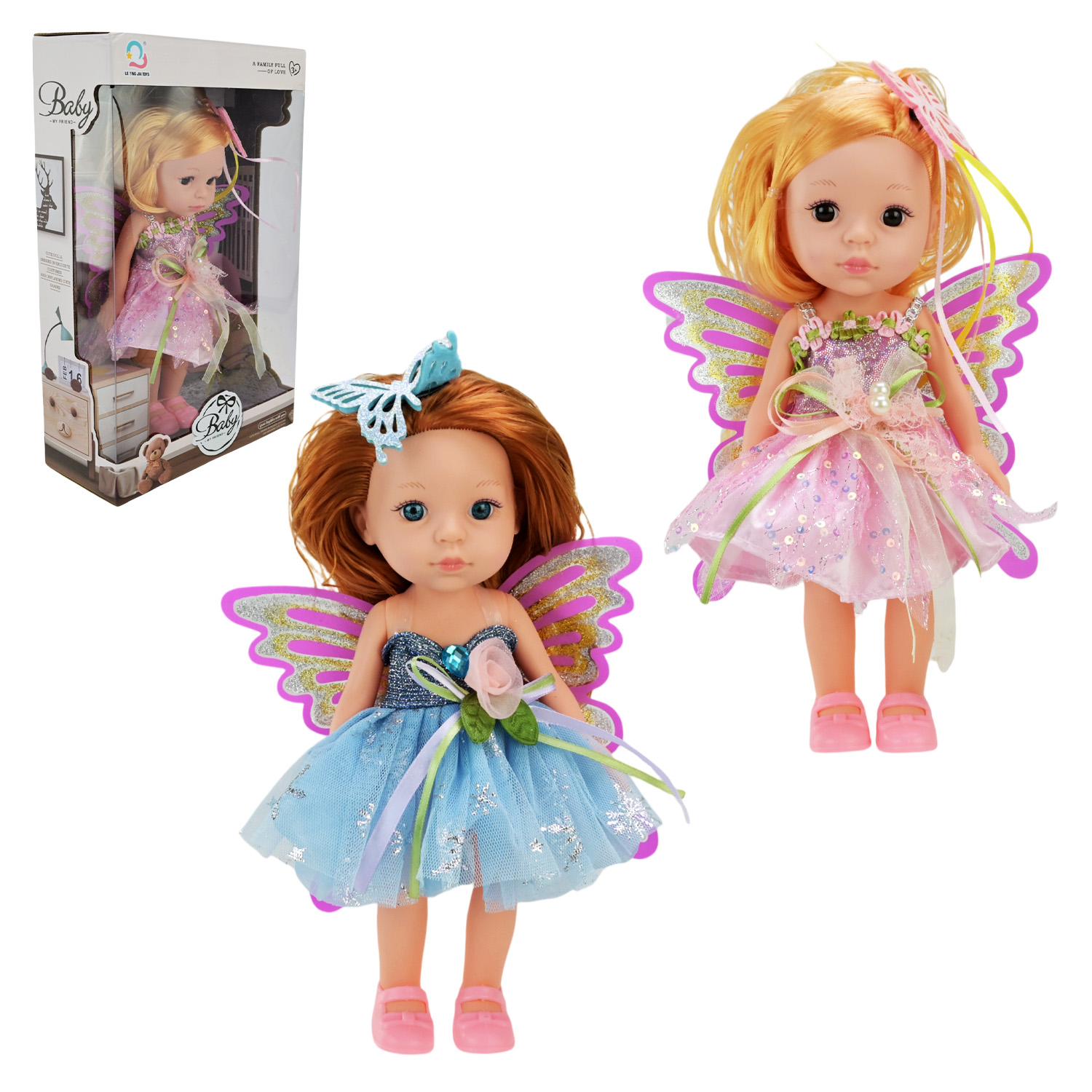 Лялька арт. H04-44/46 (48шт/2) мікс 2 види, в стильних сукнях короб. 30*8*18см(КІ)