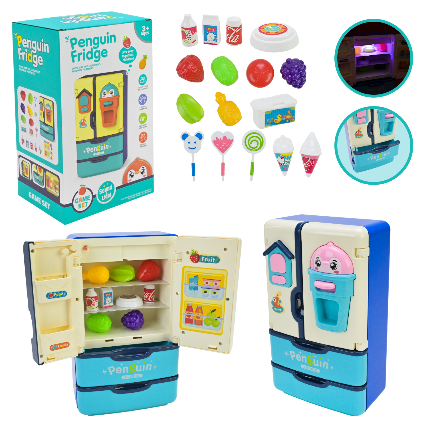 Побутова техніка арт. 1821 (36шт/2) батар. світло,холодильник, продукти, звук короб. 24*10*15(КІ)