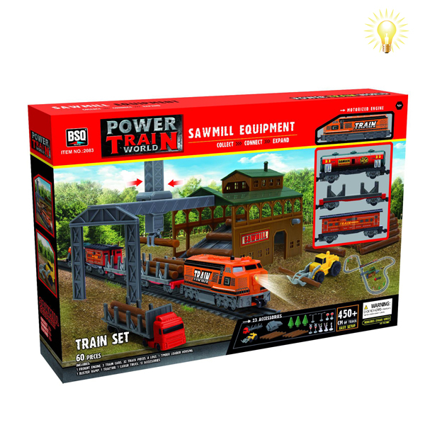 Залізниця 2083 (12/2шт) довжина шляху 450+ см., бат.світло,звук, в коробці (60*8*41 см.)		