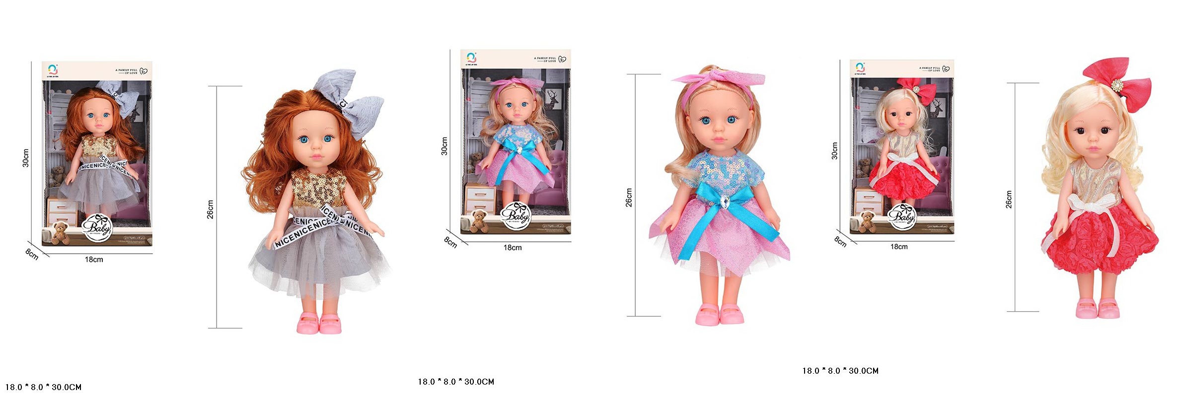 Лялька арт. H04-33/39/40 (48шт/2) мікс 3 види, скляні глаза короб. 30*8*18см(КІ)