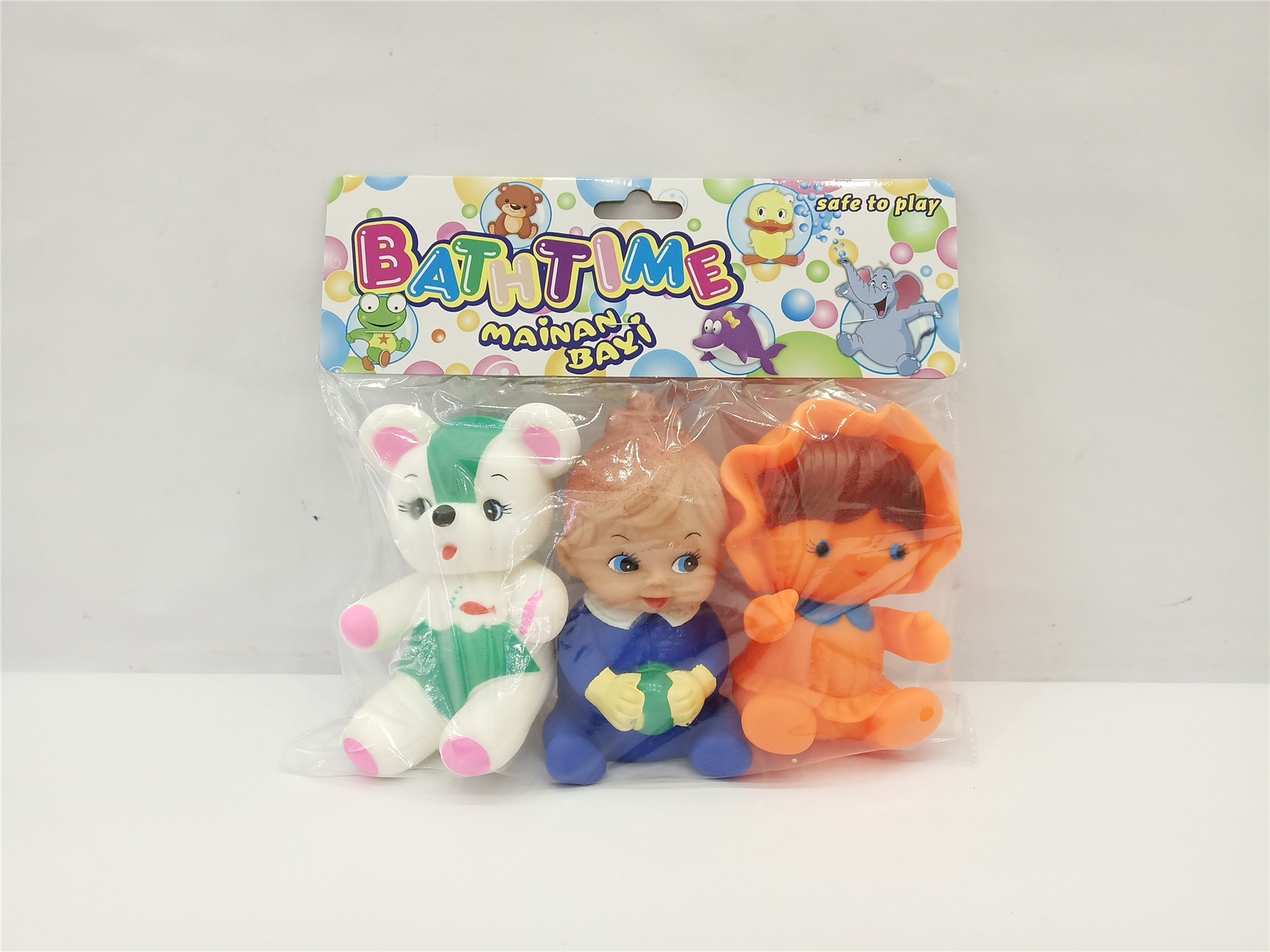 Пискавка арт. 402 (144шт/3) два пупсика и мишка, пакет. 17*20*6 см(КІ)