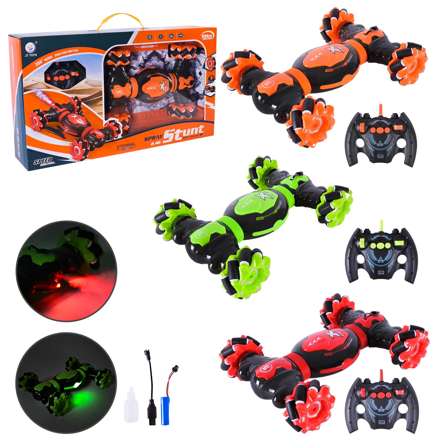 Перевертиш р/к арт. JT376 (30шт/2) акум., 3кольора,usb-заряд,дим, короб. 43,6*8*24,6см(КІ)