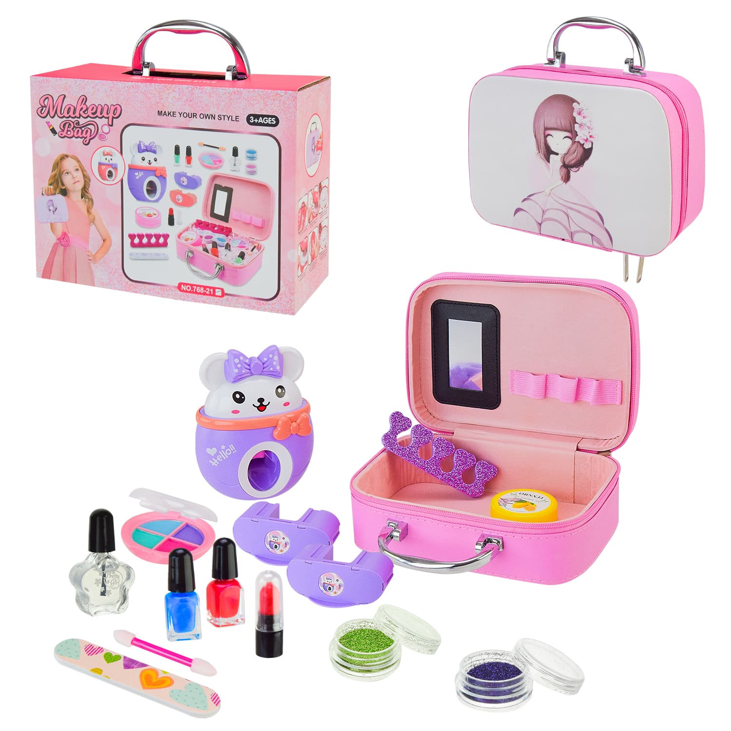 Косметика арт.768-21 (60шт/2)подарунковий набір, тіні для повік, лак, штампи/(КІ)