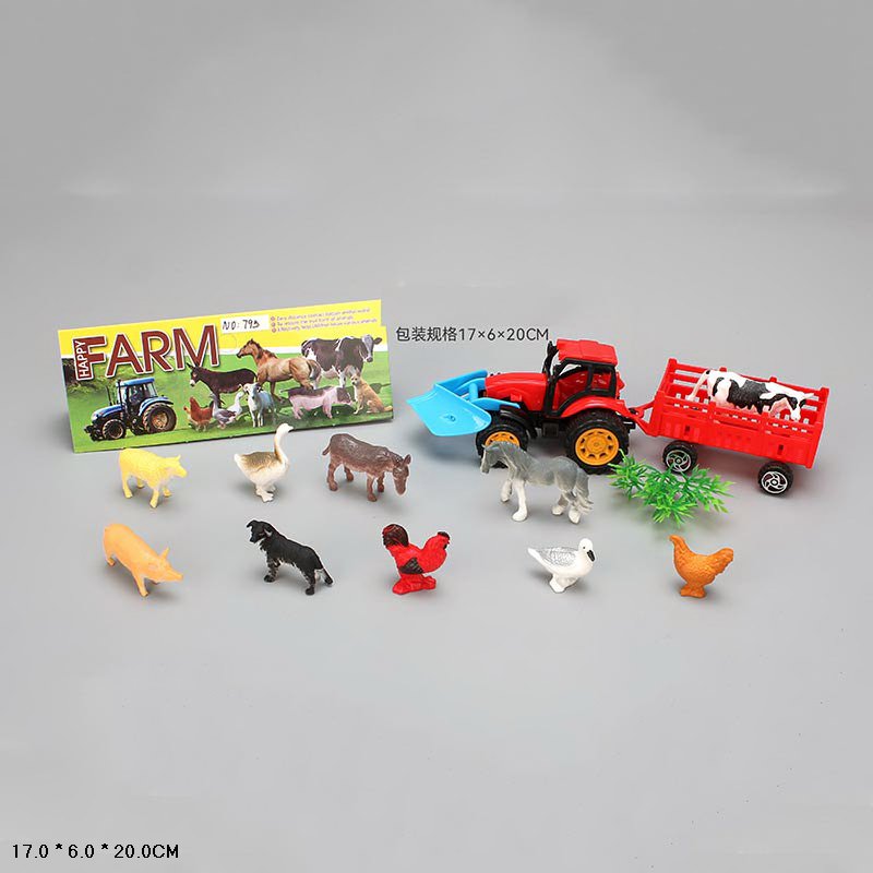 Тварини арт. 795 (288шт/2) свійськи, 10 шт.+трактор, пакет 17*6*20см(КІ)	