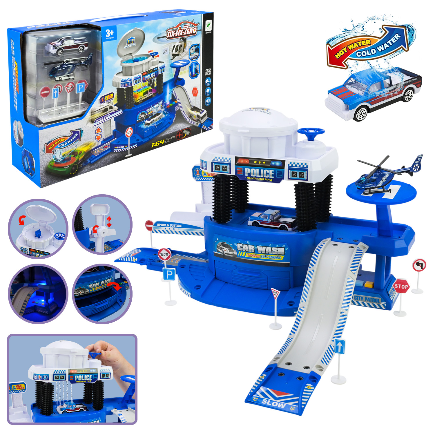 Паркінг арт.660-A316 (18шт/2) батар. світло,звук, змінюється колір машинки від температури води,(КІ)