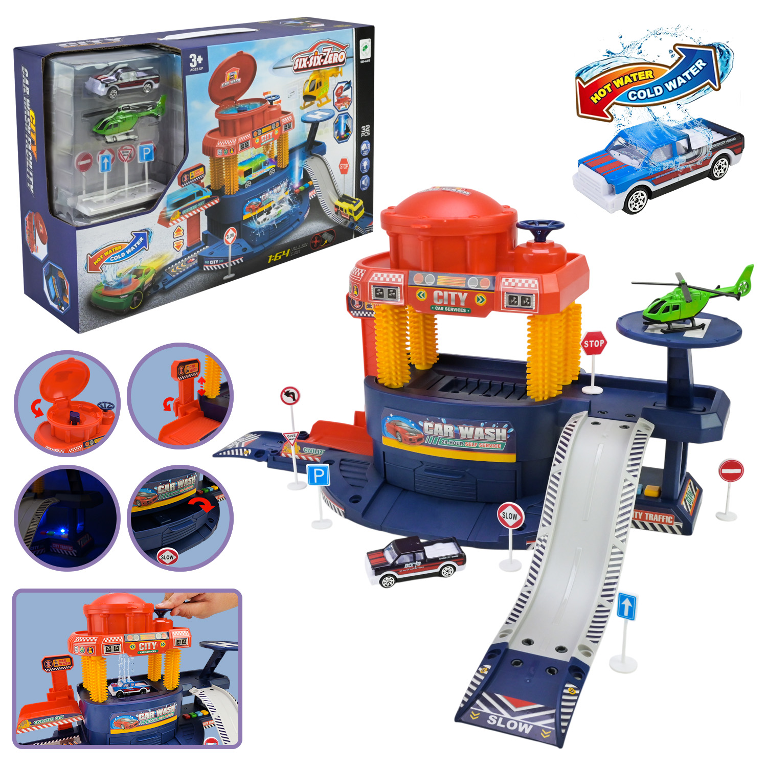 Паркінг арт.660-A319 (18шт/2) батар.світло, звук,змінюється колір машинки від температури води,(КІ)