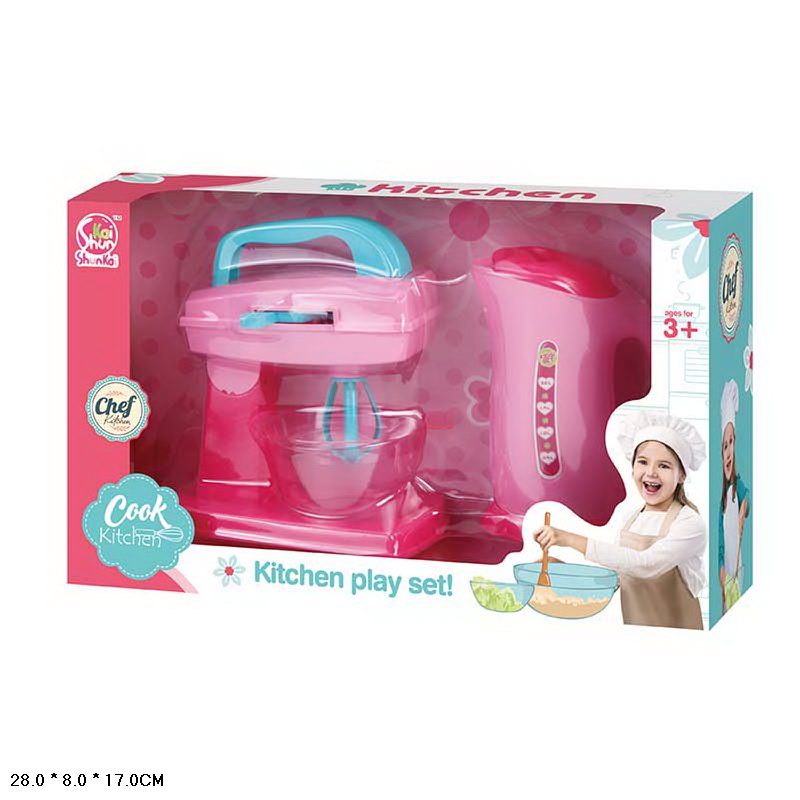 Побутова техніка набір арт. 334A (60шт/2) батар. блендер та чайник короб. 28*8*17см(КІ)