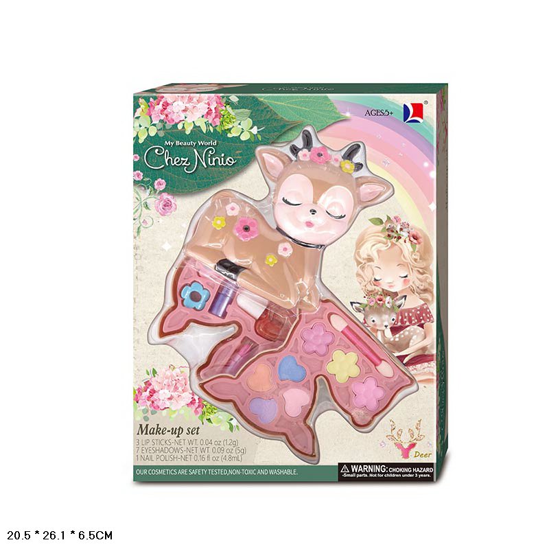 Косметика Оленя арт.10406D(72шт/2)2 ярусу, тіні, лак,пензлик, помади, шпильки, короб. 20,5 * 26,(КІ)