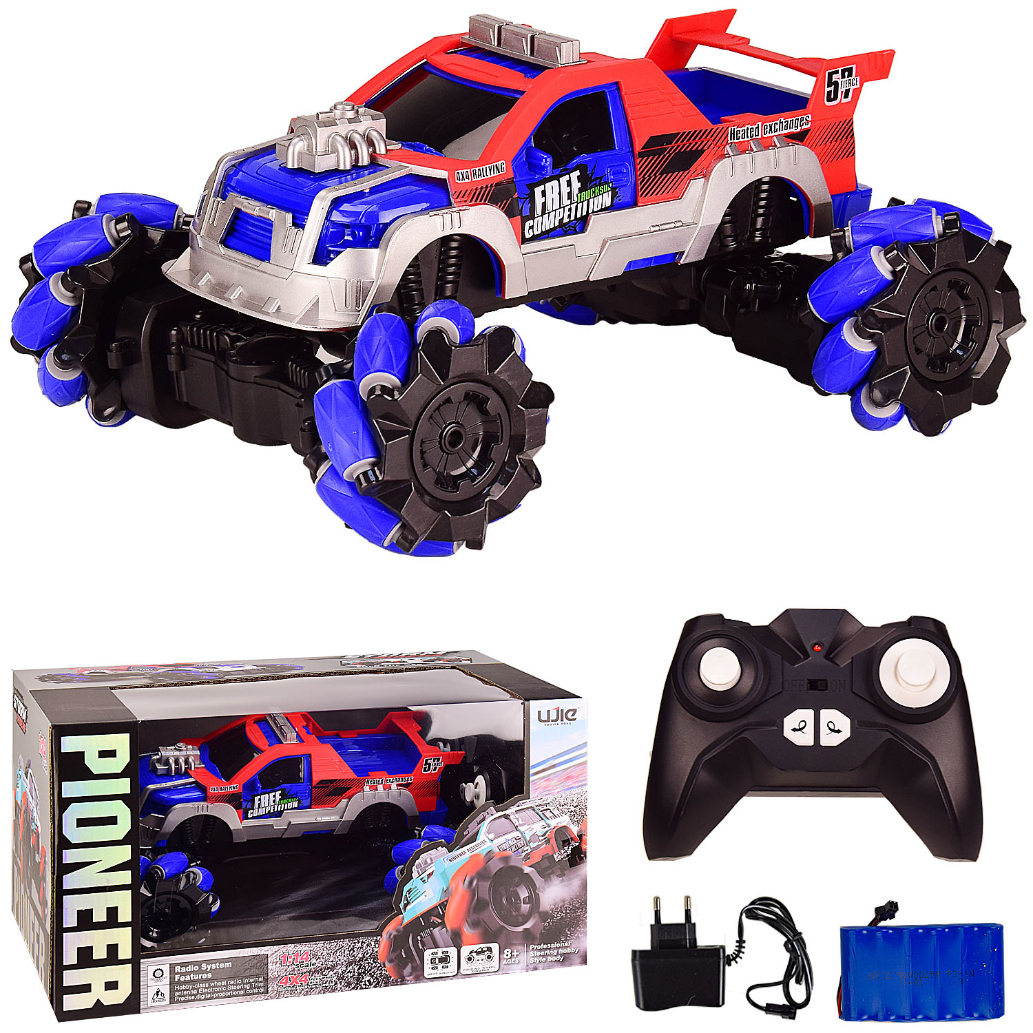 Трюковая машина аккум. р/у  UJ99-W04 (12шт/2) 1:14, USB кабель д/зарядки, в кор. 39.5*25.5*21.5 см, 