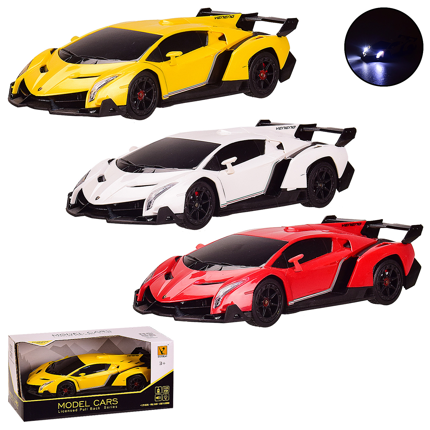 Машина батар. 866-92425 (48шт/2) инерц,3 цвета, свет,звук, в кор. 24*11*11 см,(КИ)