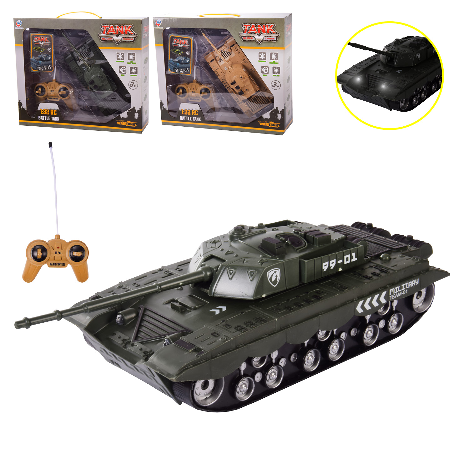 Танк р/у  QS3001A-15 (18шт) 2 цвета, в кор. – 35*10*30 см, р-р игрушки – 22*10.5*7.5 см(КИ)