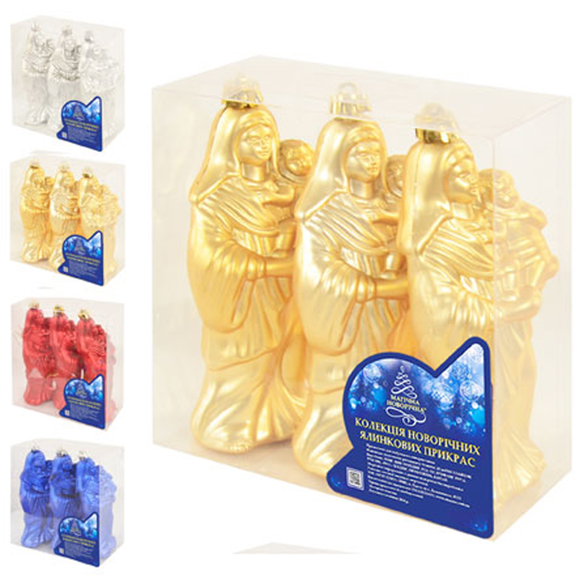 8389 Новорічна іграшка  12см 3шт / кор (96уп)