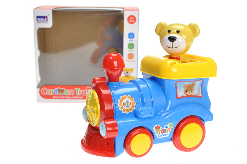 Потяг з ведмедиком музичний, зі світлом, в коробці QS154(Мас)