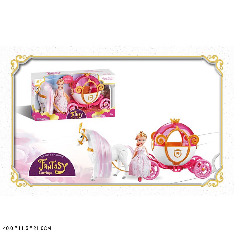 Карета арт. 121A (28шт/2) батар. лоша ходить, лялька короб. 40*11*21(КІ)