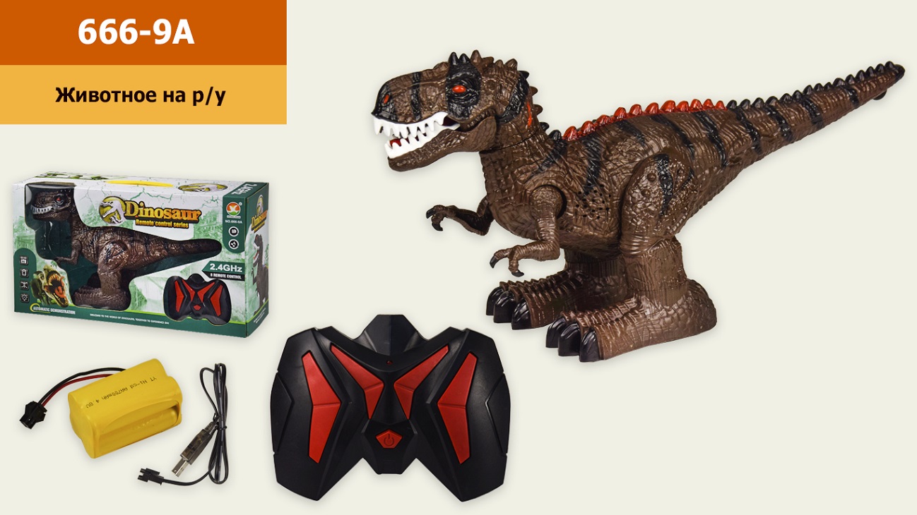 Животное на р/у  666-9A (18шт/2) динозавр,пульт,свет,звук,движение,р-р игрушки-41*14*29см, в коробке