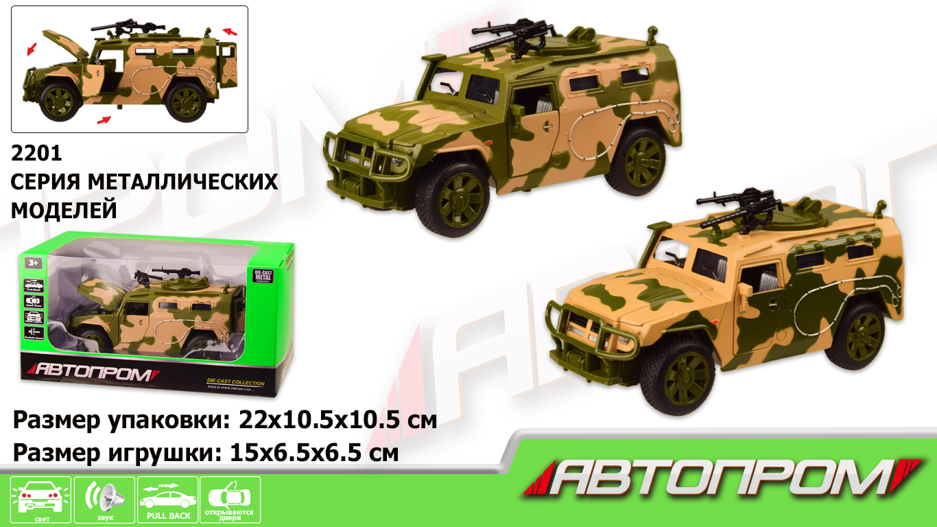 Военная техника метал 2201 (48шт/2),свет,звук,откр.двери,капот,2 цвета, в коробке 22*10,5(КИ)
