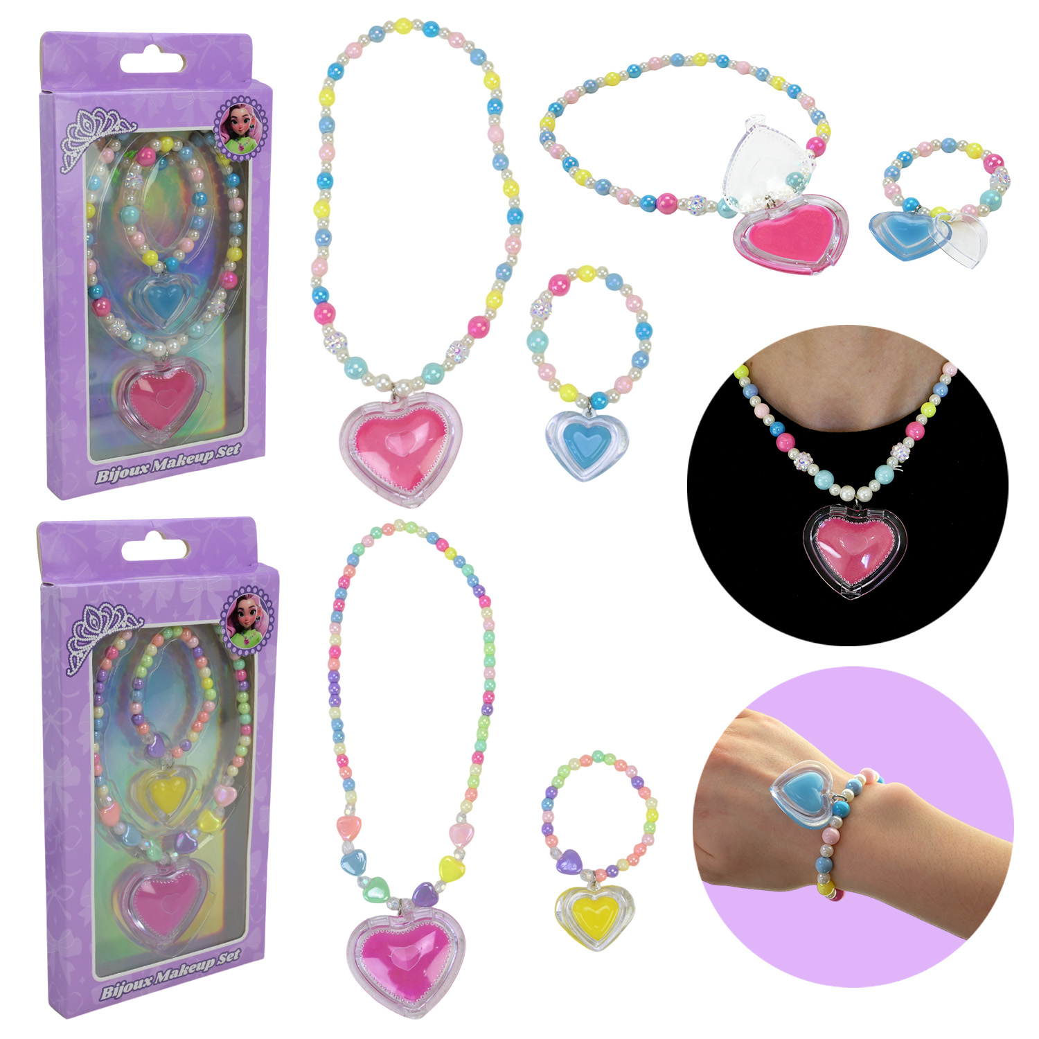 Косметика арт.UKR2416 (36шт/6)бальзам для губ, буси+браслет короб 20*15*2 2 види, короб. 12*2*23(КІ)