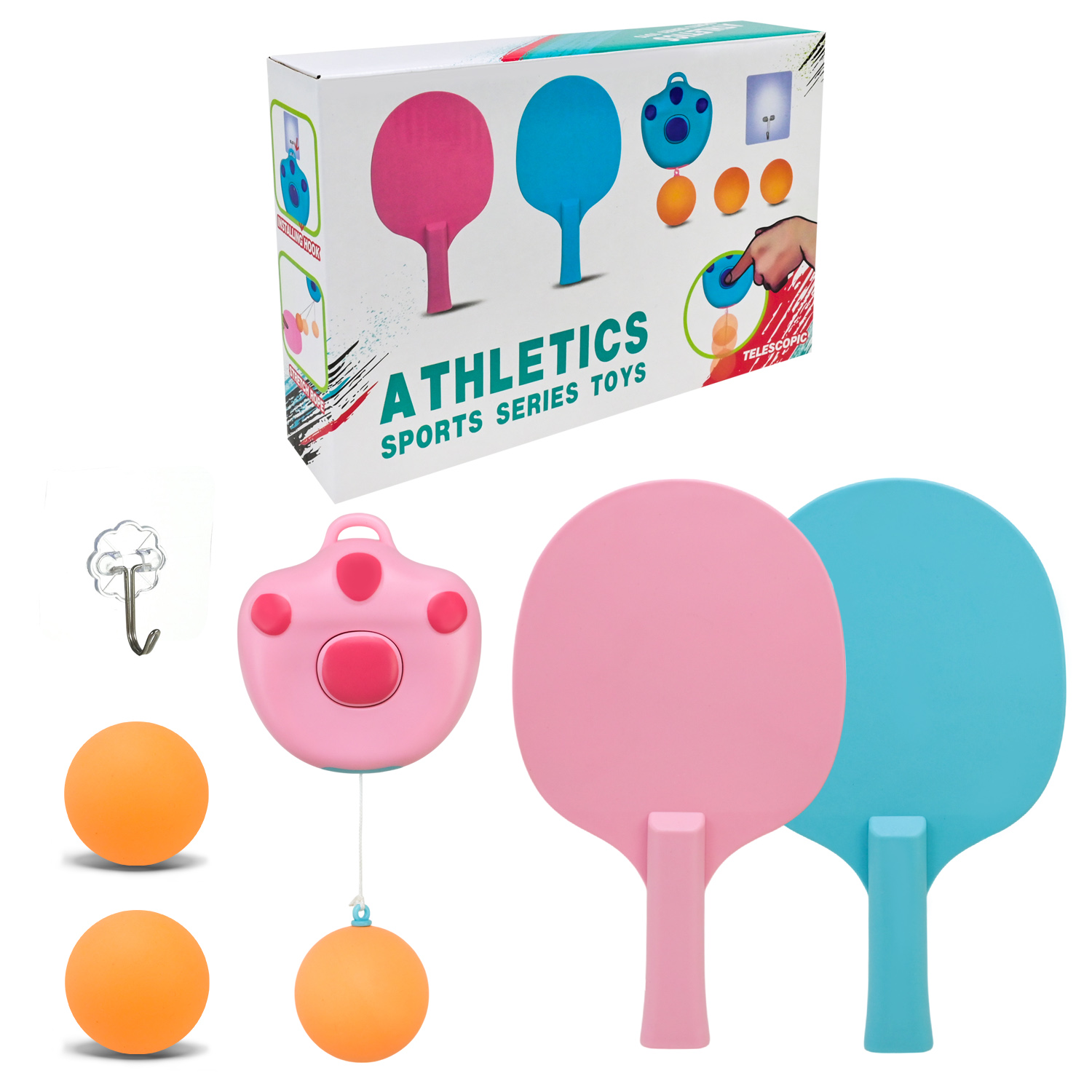 Теніс арт. 9866 (96шт/2) 2 ракетки, 2 підвіски,2 м'яча 24,5*5*16 см у кор.(КІ)