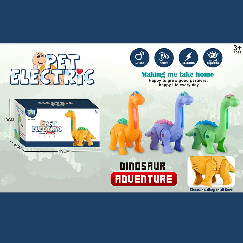 Динозавр муз. арт. 766-1A (120шт/2) 3 кольори мікс,світло, звук, рух, короб.19*8*10см(КІ)