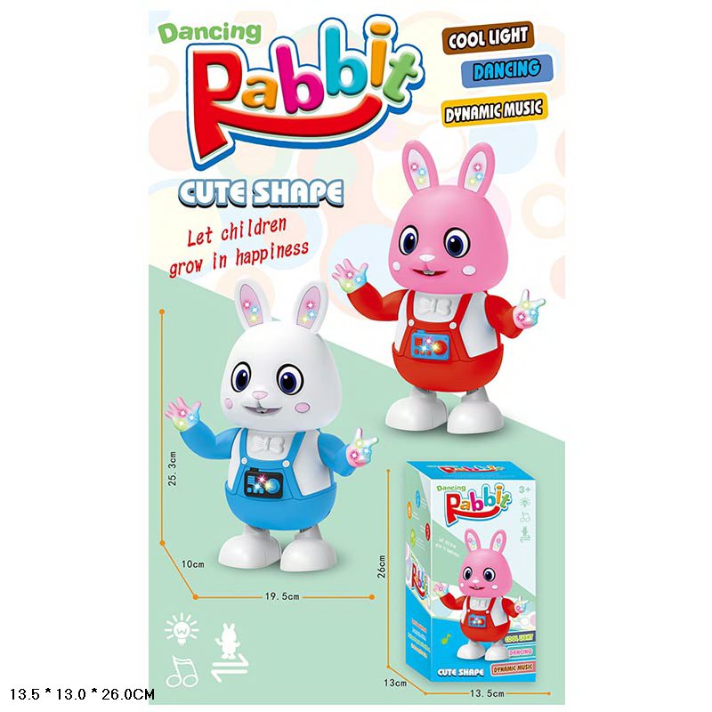 Заєць муз. арт. 168-55 (60шт) 2 кольори мікс, звук, рух, короб.13,5*13*23,5см(КІ)