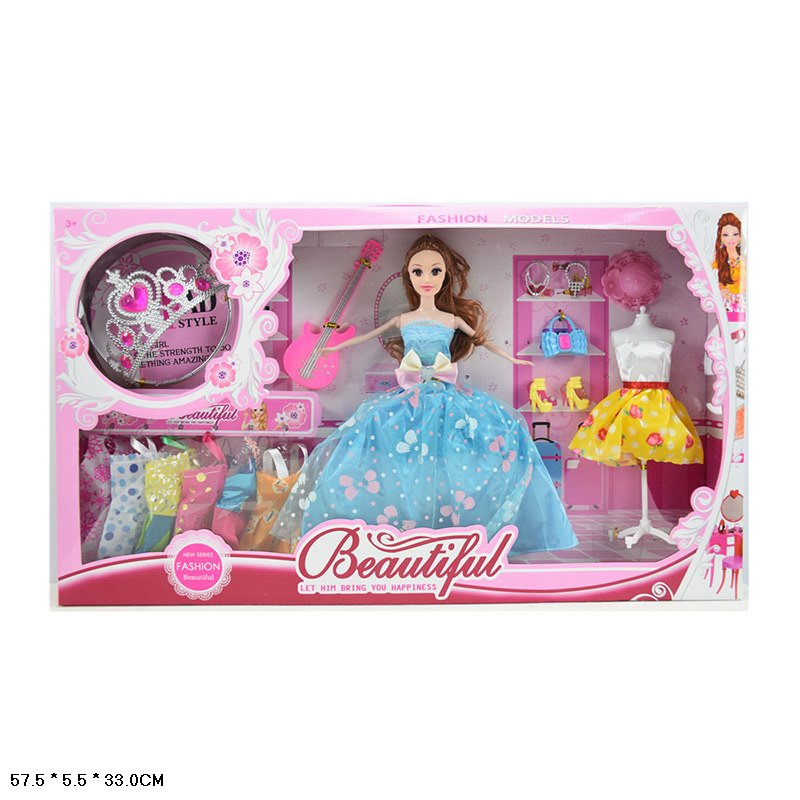 Кукла с нарядами R826 (24шт/2) аксессуары,платья,в кор.57,5*5,5*33 см, р-р игрушки – 29 см(КИ)