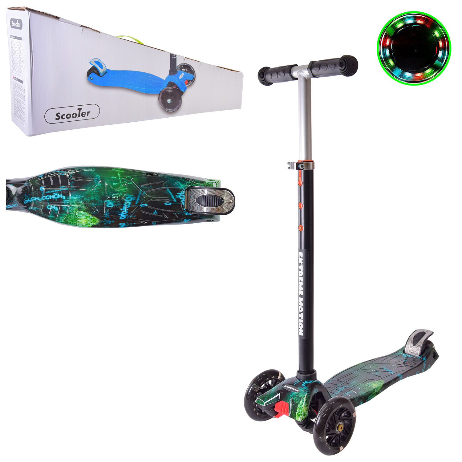 Самокат дитячий 4-х коліс. арт. SC22070 (6 шт) колеса зі світлом, PU, ​​висота керма 64x78x83x мм(КІ