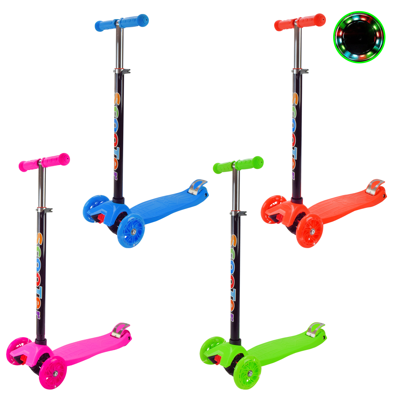 Самокат дитячий 4-х коліс. арт. SC2401 (10шт) mix 5 кольорів,  колеса PU світло(КІ)