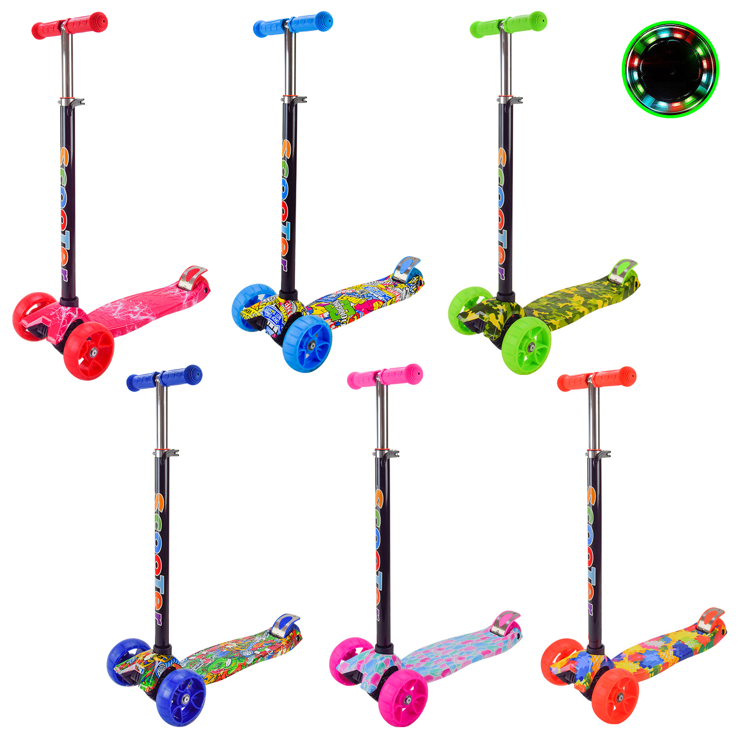 Самокат дитячий 4-х коліс. арт. SC2403 (10шт) mix 5 кольорів,  колеса PU світло(КІ)