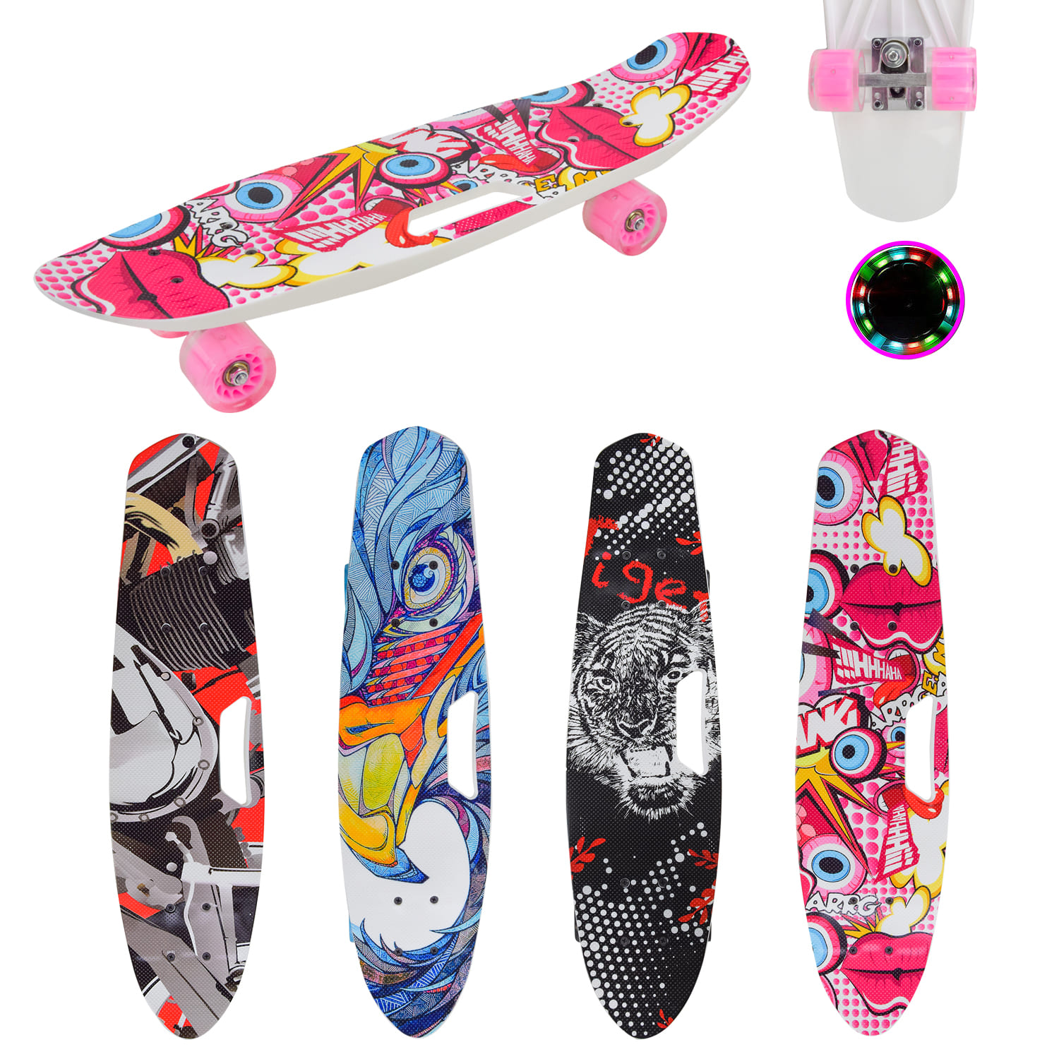 Пенні борд  арт. SC24157 (8шт) 56*15 см колеса PU свiтяться,4 види(КІ)