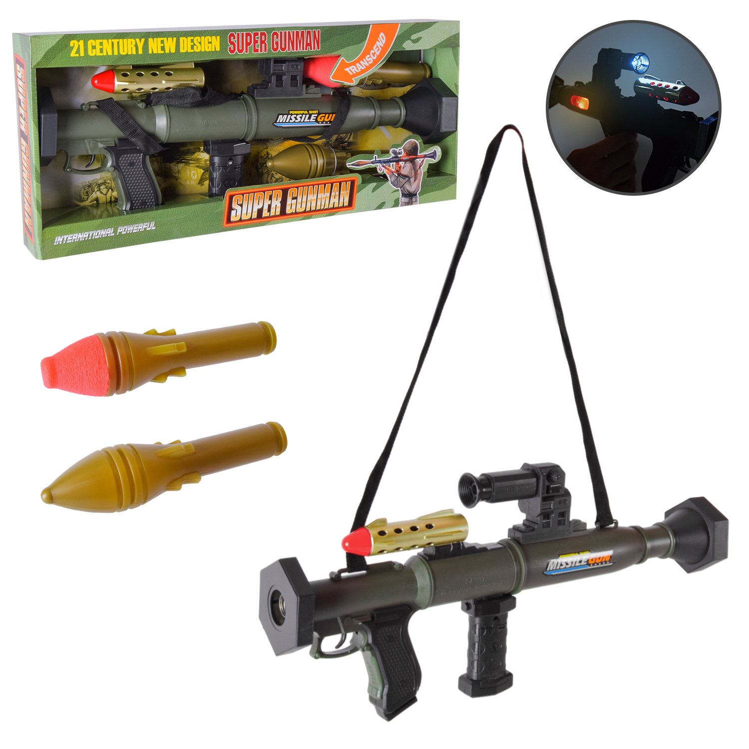 Гранатомет арт.SA931-LDS11 (36шт/2) батар.,звук,короб.49*21,5*7,5см(КІ)