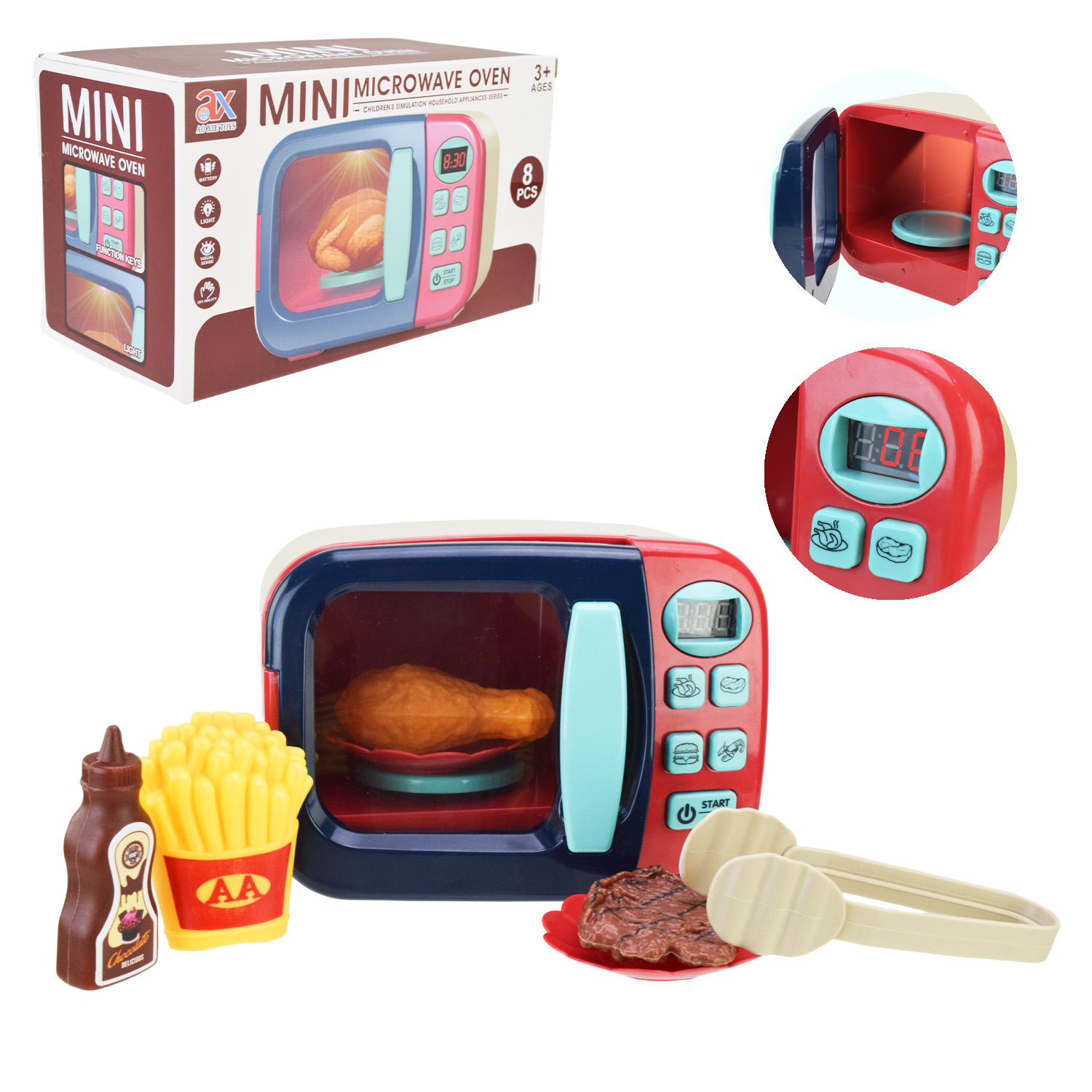 Мікрохвильова піч арт.6823A(42шт/2)батар.світло,звук,набір аксес.Міняють колір при нагріванні(КІ)