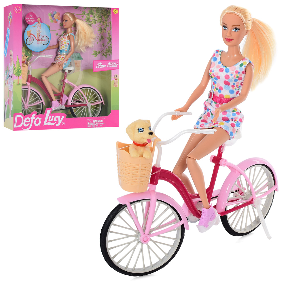 Лялька DEFA 8276 (12шт) 30см, велосипед26см, собачка, 2 види, в кор-ці, 29,5-31,5-9,5см