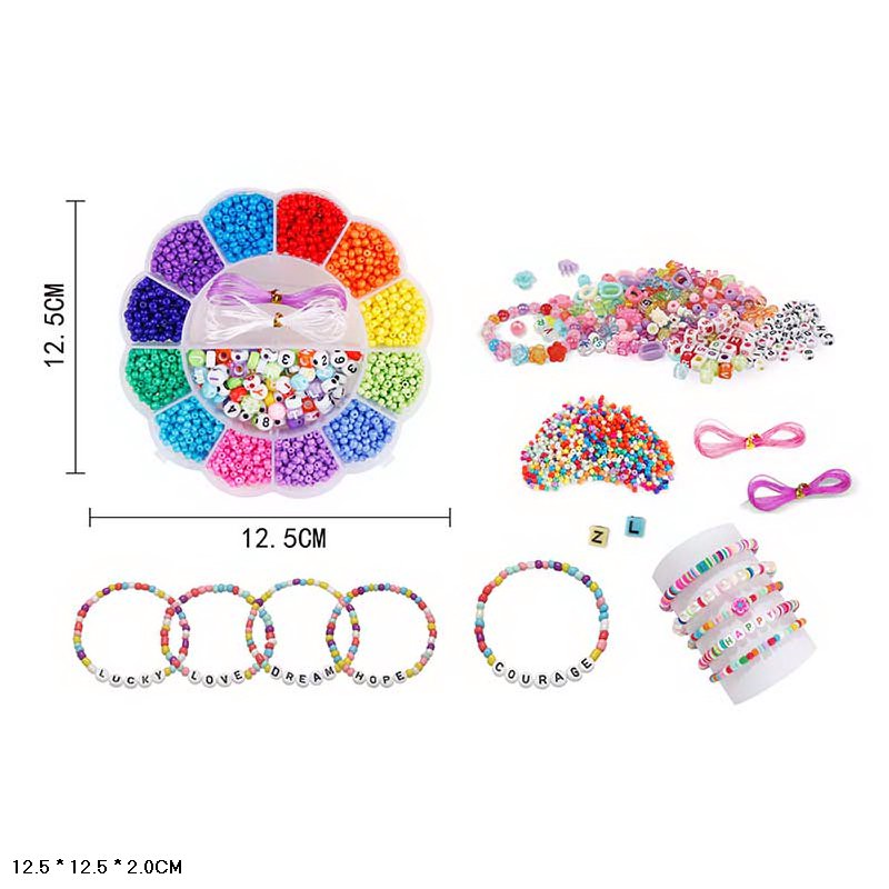 Бісер арт. T026A-MZ1 (360шт/2) бісер, намистини, гумка, короб. 16*16*2см(КІ)